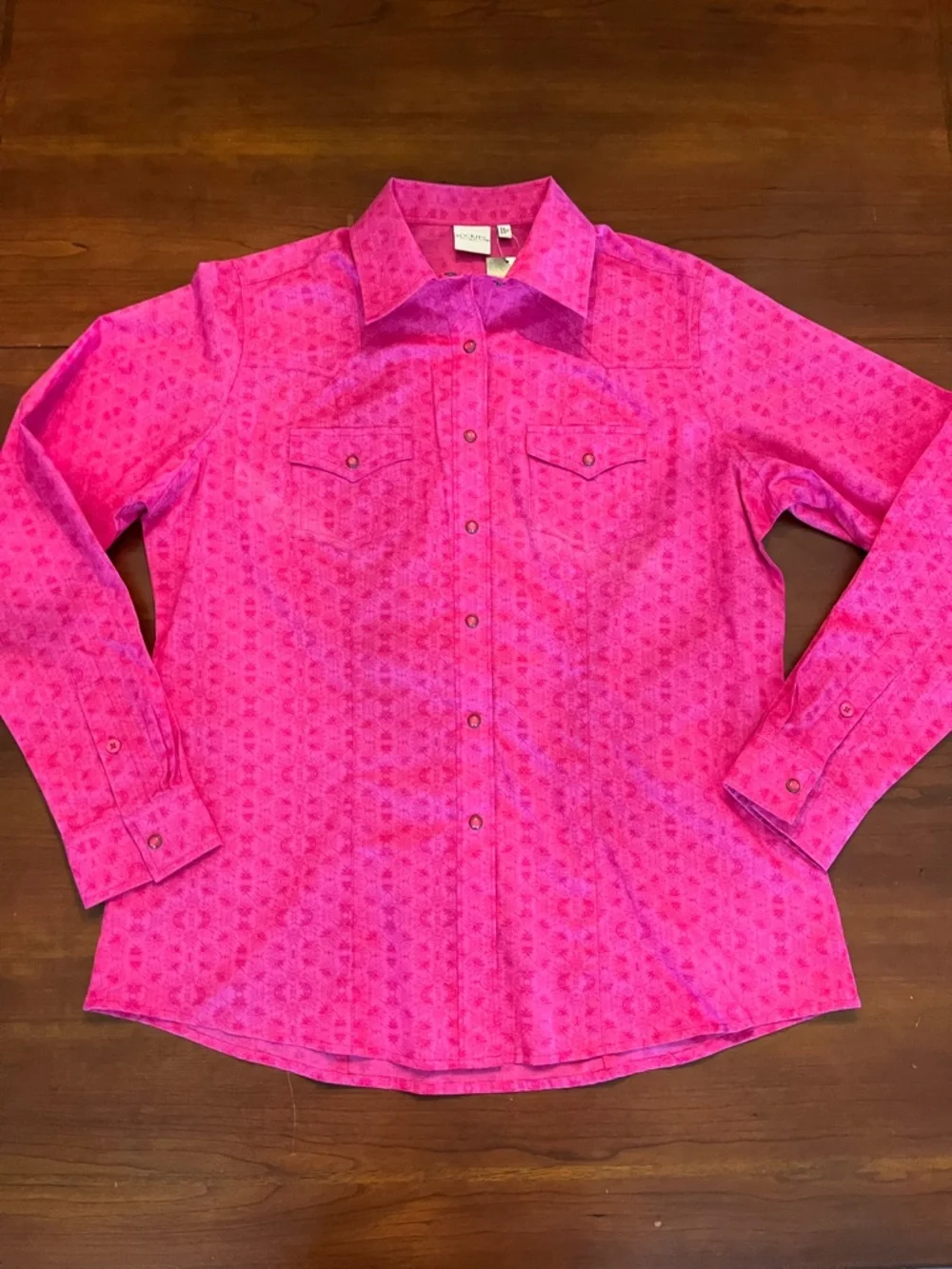 Rockies Women’s Pearl Snap Western Shirt Pink Vintage XL - Picture 2 of 11